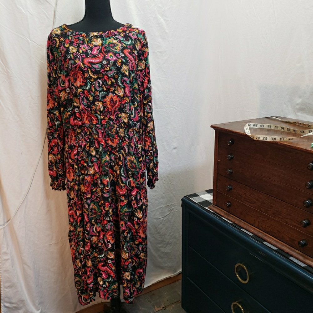 Croft & Barrow Multicolor Paisley Long Sleeve Dress